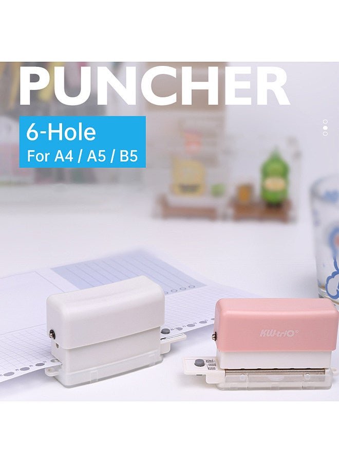 Kw-trio 6-Hole Paper Punch Handheld Mini Puncher Support Multiple 20/26/30 Hole Punching 5.5mm Aperture for A4 A5 B5 Notebook Scrapbook Diary Planner Calendars Agenda Greeting Card DIY  - Image 3