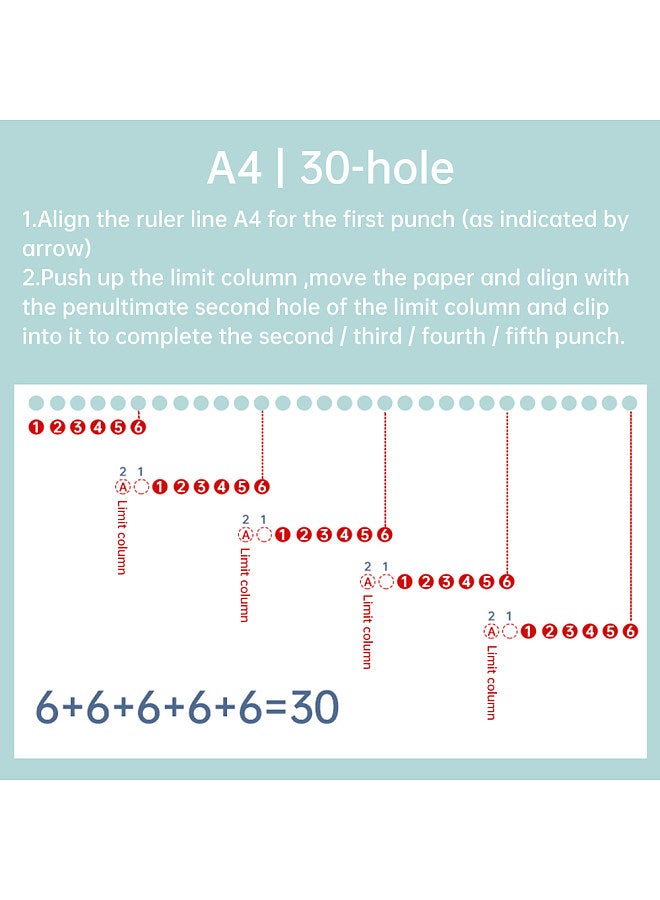 Kw-trio 6-Hole Paper Punch Handheld Mini Puncher Support Multiple 20/26/30 Hole Punching 5.5mm Aperture for A4 A5 B5 Notebook Scrapbook Diary Planner Calendars Agenda Greeting Card DIY  - Image 2