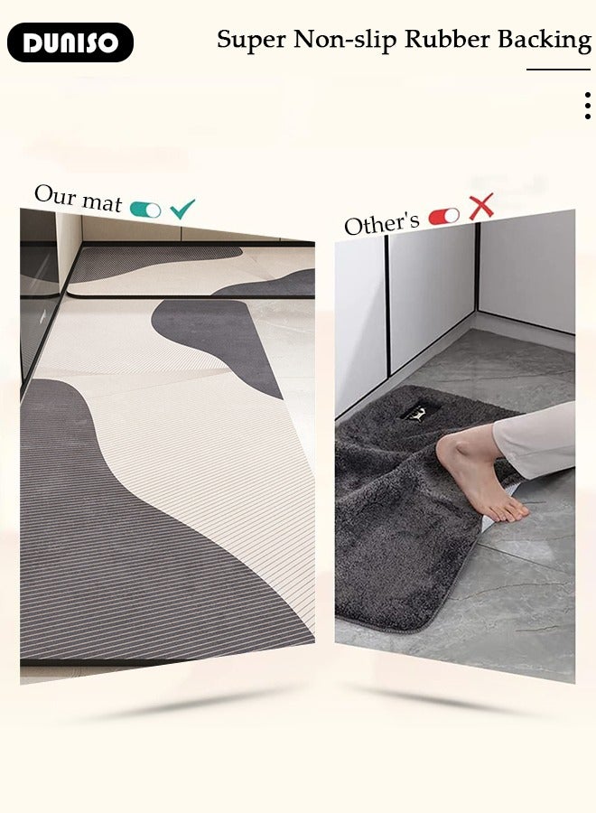 DUNISO 2 PCS  Kitchen Mats and Rugs Set , Non Slip Heavy Duty Standing Mat, Quick Dry Diatom Mud Floor Mat,  Extra Soft and Absorbent Floor Mats for  Kitchen, Bath, Office, Laundry(40*60cm+40*120cm)  - Image 3