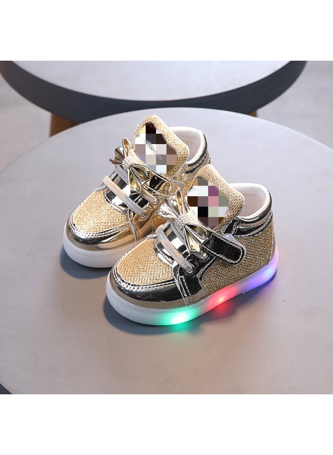 Children's Luminous Flashing Shoes Spring And Autumn Children's Sports Shoes Girls Princess Shoes Rhinestone Breathable Lighting Shoes
