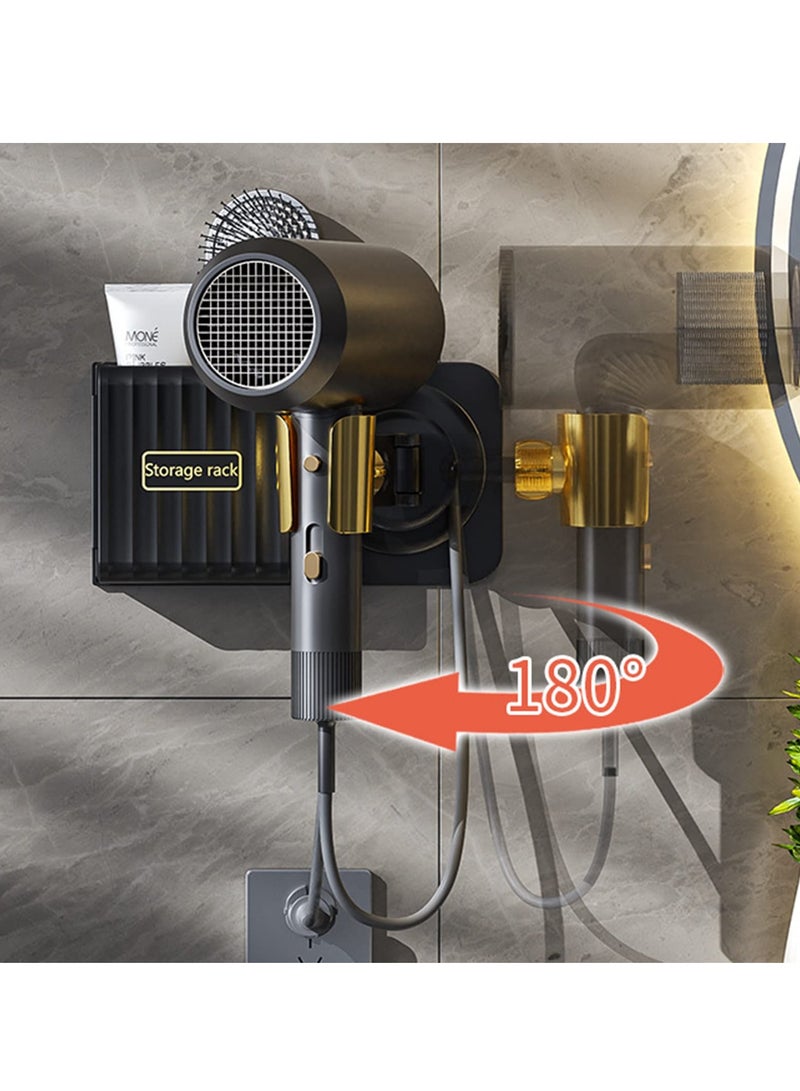 Barakah Wall Mounted Hair Dryer Holder Rack for Hands Free Blow Drying Bathroom Walls Shelf Storage - Image 5