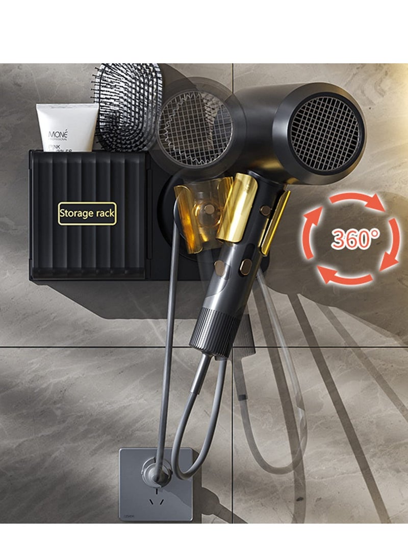 Barakah Wall Mounted Hair Dryer Holder Rack for Hands Free Blow Drying Bathroom Walls Shelf Storage - Image 2