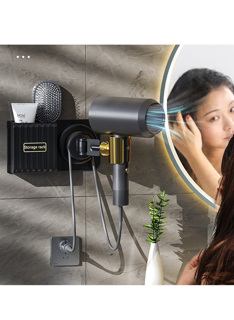 Barakah Wall Mounted Hair Dryer Holder Rack for Hands Free Blow Drying Bathroom Walls Shelf Storage - Image 3