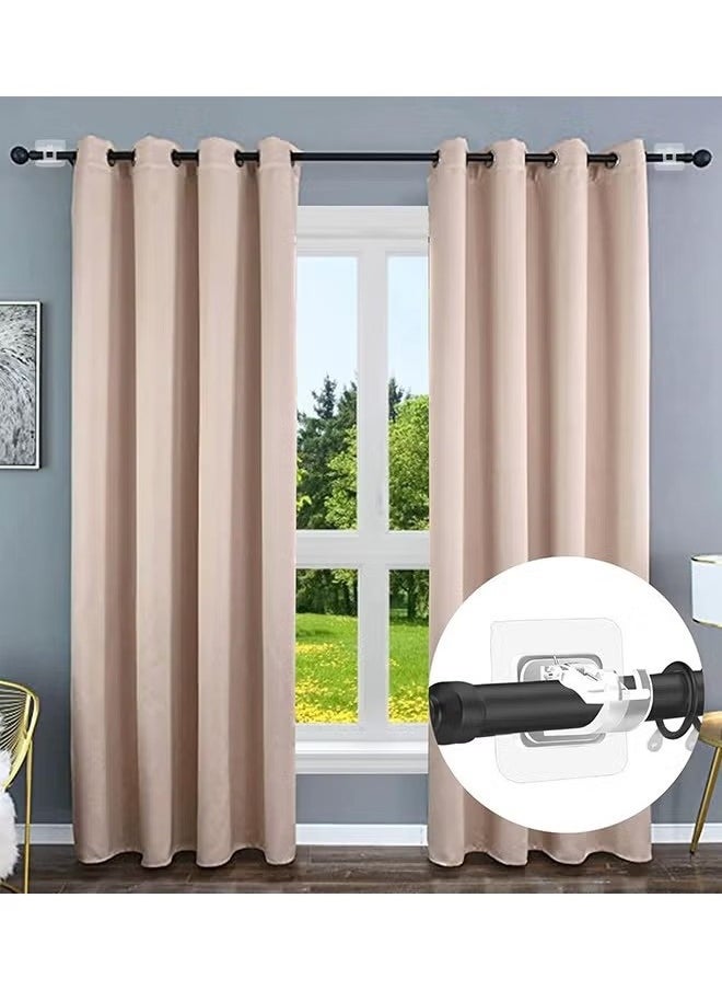 Generic 8PCS No Drill Curtain Rod Brackets No Drilling Self Adhesive Curtain Rod Holder Hooks  - Image 2