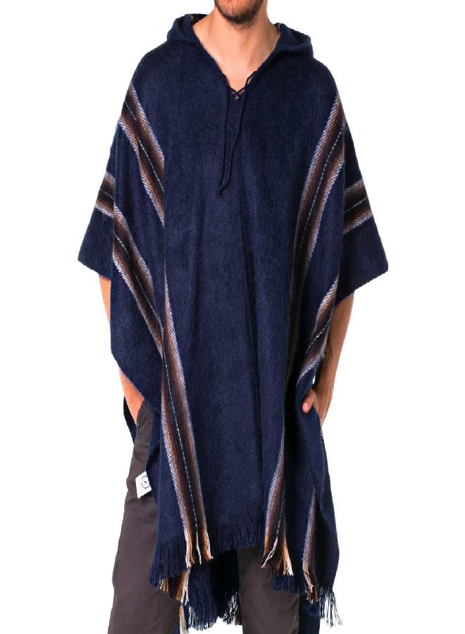 Gamboa Gamboa Genuine Alpaca Mens Poncho with Hood Mexican Pancho Cowboy and Western Poncho for Men - Image 5