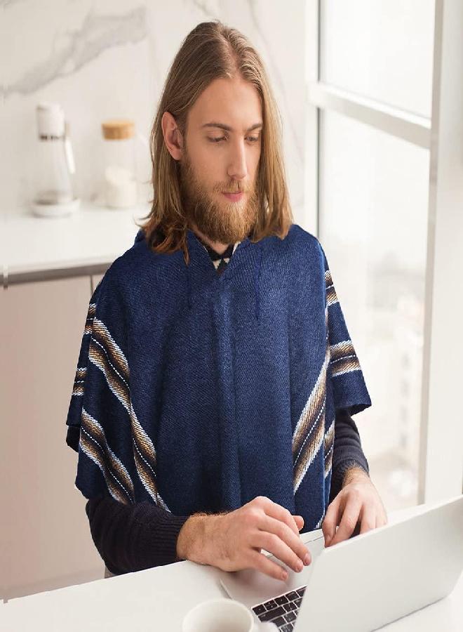 Gamboa Gamboa Genuine Alpaca Mens Poncho with Hood Mexican Pancho Cowboy and Western Poncho for Men - Image 4