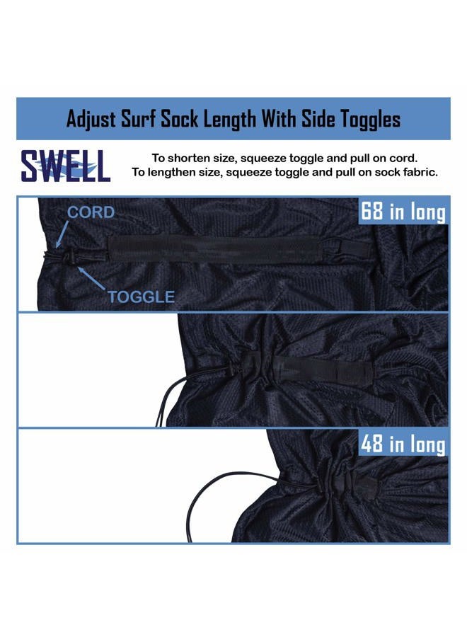 SWELL Wakesurf Adjustable Length Wakesurf Board Sock with Padded Nose and Pocket - Wakeboard Cover - One Size Fits All Surfboard Bag (Pointed Nose - Blue) - Image 5