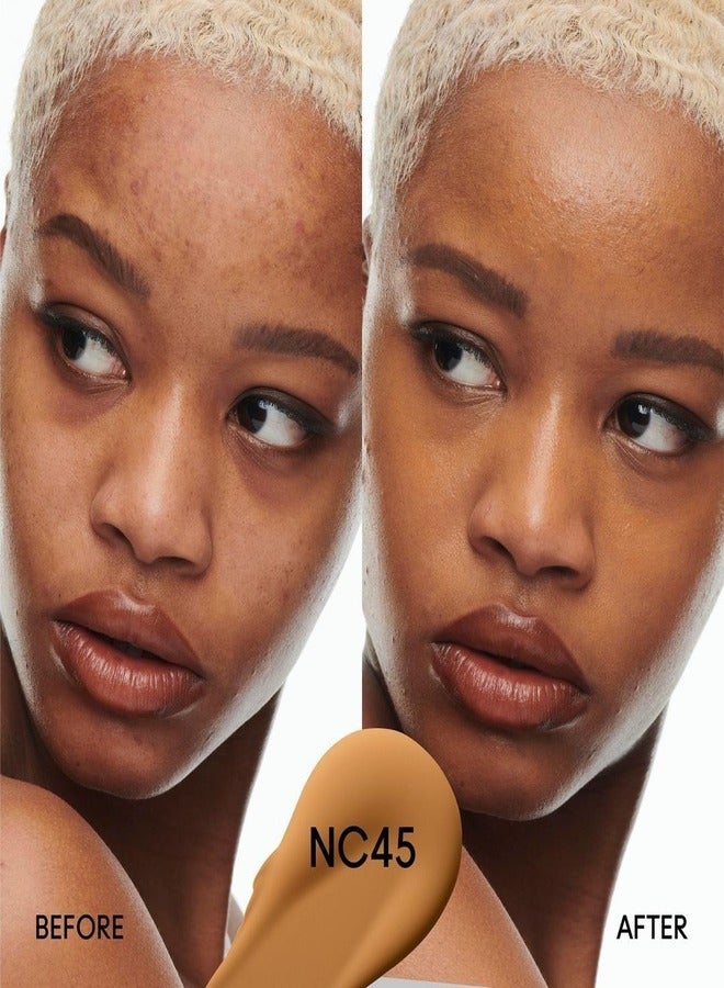 MAC Cosmetics MAC Studio Fix Fluid SPF 15 Foundation NC45 – 24HR Long-Wear, Matte Finish, Oil Control, Medium-to-Full Coverage - Image 3