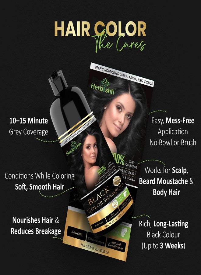 Herbishh Hair Color Shampoo Black (500ml) with 1 Pair of Gloves | Hair & Beard Dye for Men & Women | 3-in-1 Permanent Dye with 100% Grey Coverage Upto 3 Weeks | Long Lasting Salon Like Hair - Image 4