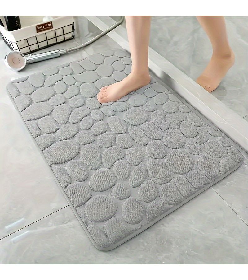 White 40x60cm Coral Velvet Bath Mat Non Slip PVC Bottom Absorbent - Image 4