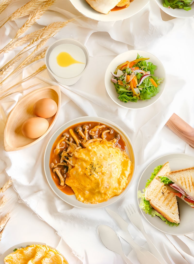 nihao طقم عشاء مكون من 48 قطعة، أطباق 6 بوصات من قش القمح، أطباق دائرية 9 بوصات، طبق مربع 5.5 بوصات، أكواب 3.15 بوصات، أدوات مائدة، طقم أدوات مائدة، خدمة لـ 6 أشخاص، أطباق عشاء، طبق حلوى، أطباق حبوب، أكواب، أطباق بلاستيكية ملونة غير قابلة للكسر للتخييم في الهواء الطلق، أبيض ساحلي - Image 2