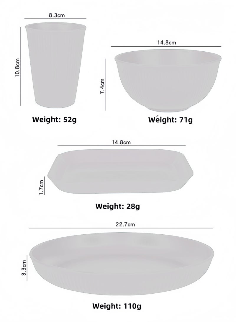nihao طقم عشاء مكون من 48 قطعة، أطباق 6 بوصات من قش القمح، أطباق دائرية 9 بوصات، طبق مربع 5.5 بوصات، أكواب 3.15 بوصات، أدوات مائدة، طقم أدوات مائدة، خدمة لـ 6 أشخاص، أطباق عشاء، طبق حلوى، أطباق حبوب، أكواب، أطباق بلاستيكية ملونة غير قابلة للكسر للتخييم في الهواء الطلق، أبيض ساحلي - Image 5