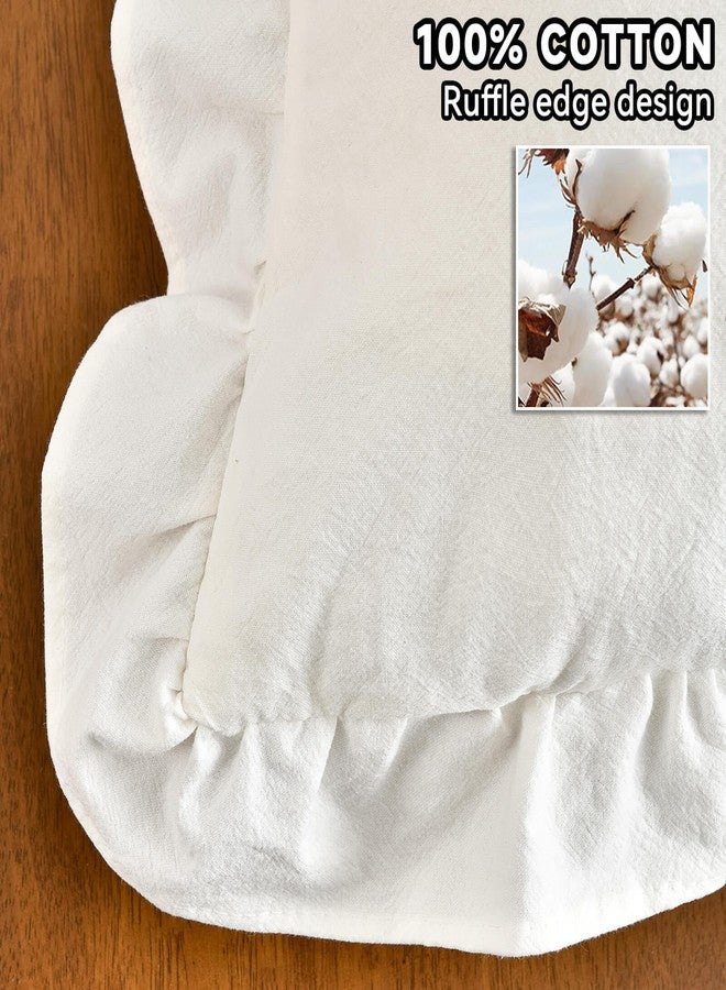 AmHoo Pack of 2 Throw Pillow Covers 100% Cotton Pre Washed Ruffle Decorative Pillowcase Cushion for Couch Sofa Bedroom 18 x 18-Inch Cream White - Image 2