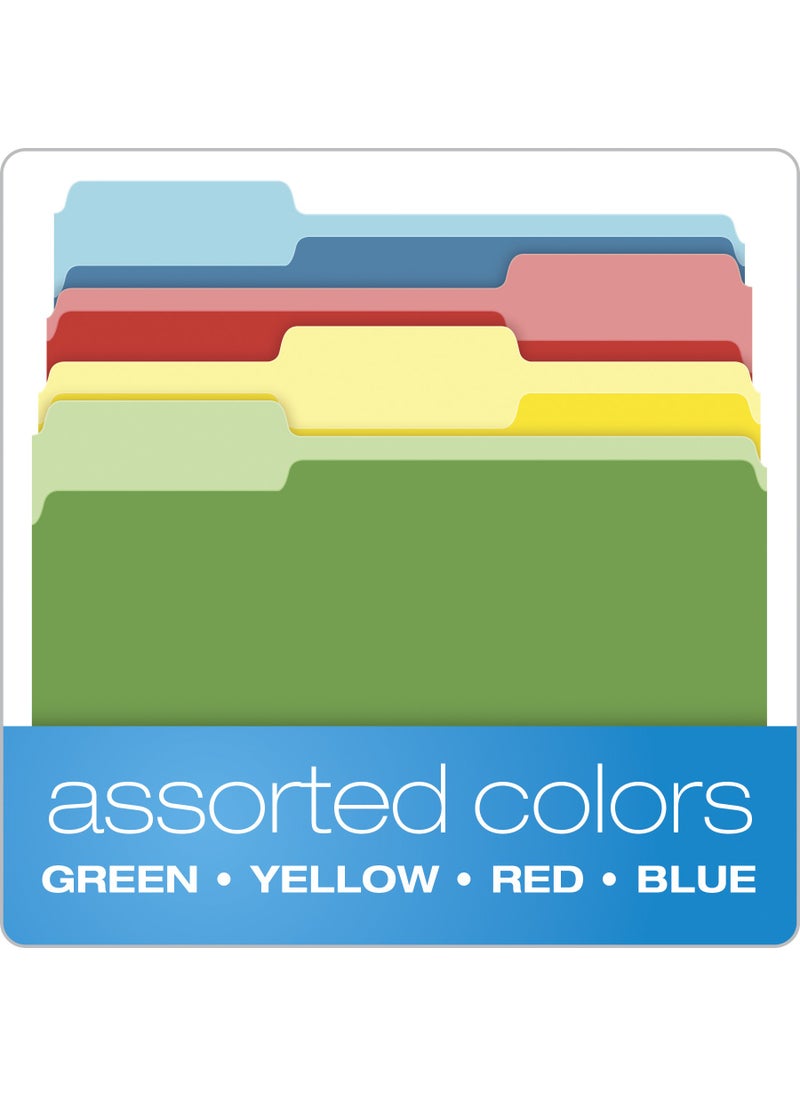Pendaflex Pendaflex Two-Tone Color File Folders, Letter Size, Assorted Colors (Bright Green, Yellow, Red, Blue), 1/3-Cut Tabs, Assorted, 36 Pack (03086), 4-color  - Image 4