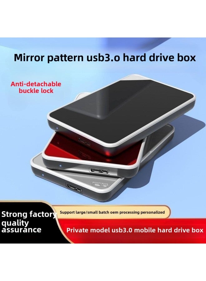 Non-removable USB3.0 Mobile Hard Disk Box 2.5-inch Laptop SSD Solid State Hard Disk Box-Color:Black Mirror USB3.0 Hard Disk Box - Image 2