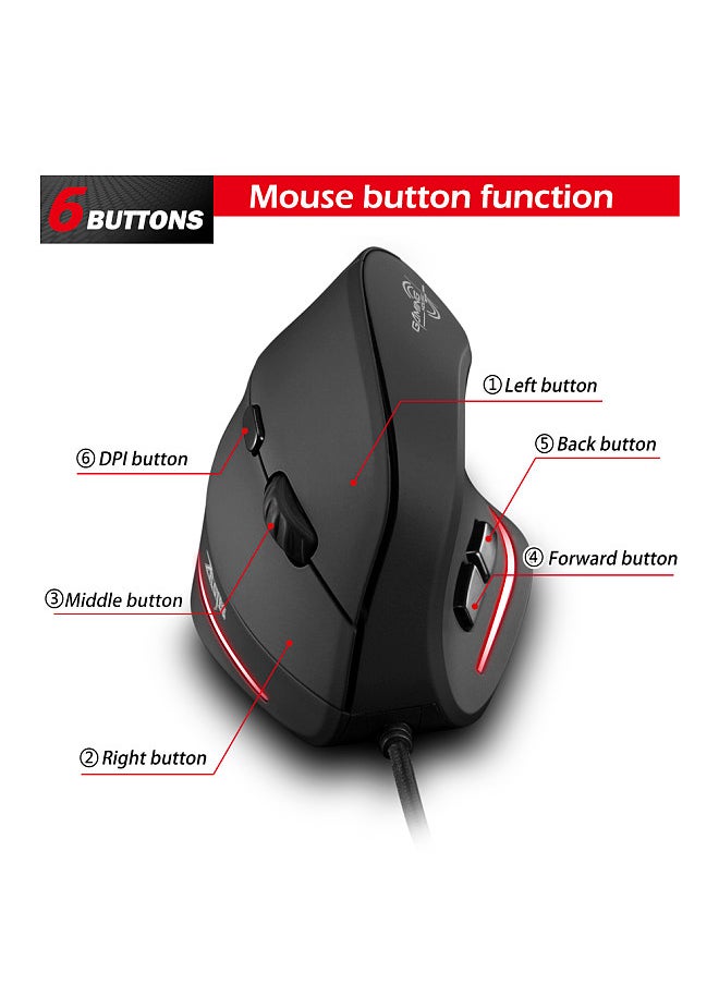 T-20 Mouse Wired Vertical Mouse Ergonomic Rechargeable 4 3200 DPI Optional Portable Gaming Mouse for Mac Laptop PC Computer