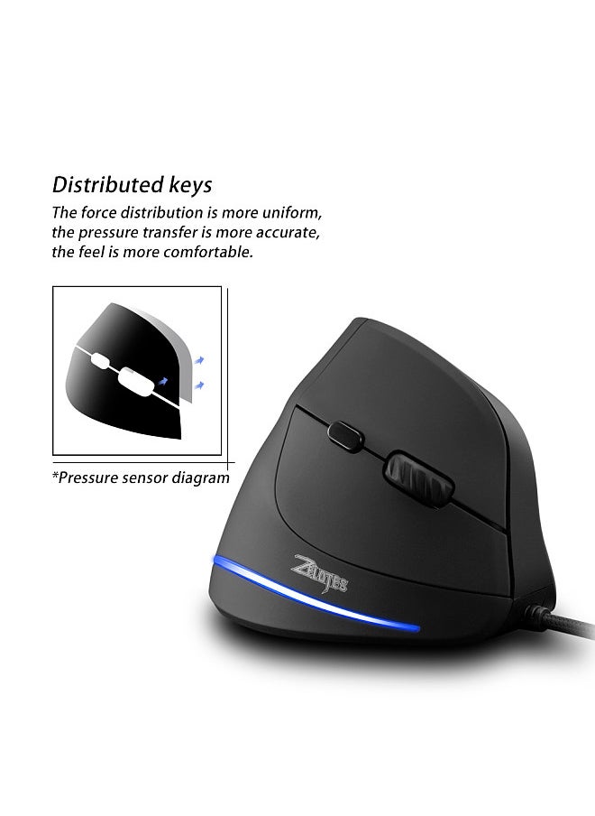 T-20 Mouse Wired Vertical Mouse Ergonomic Rechargeable 4 3200 DPI Optional Portable Gaming Mouse for Mac Laptop PC Computer