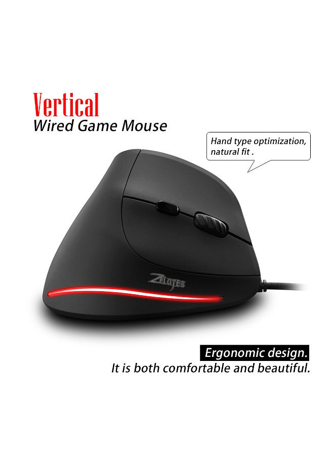 T-20 Mouse Wired Vertical Mouse Ergonomic Rechargeable 4 3200 DPI Optional Portable Gaming Mouse for Mac Laptop PC Computer