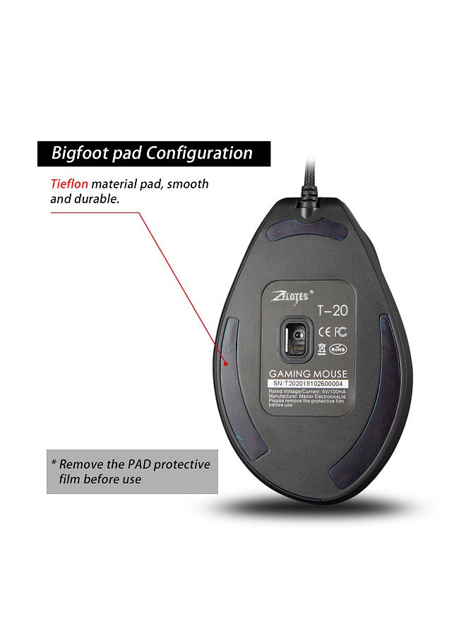 T-20 Mouse Wired Vertical Mouse Ergonomic Rechargeable 4 3200 DPI Optional Portable Gaming Mouse for Mac Laptop PC Computer