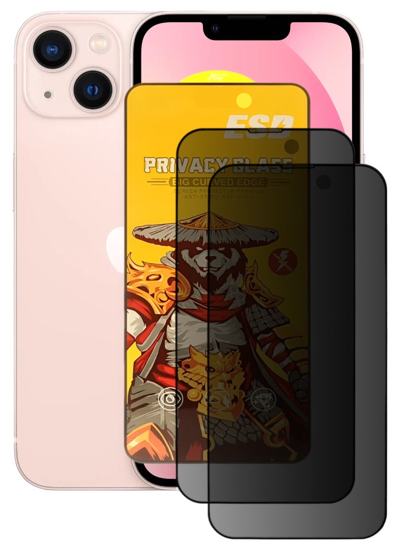 ESD 2 Pieces Tempered Dustproof Privacy Glass Screen Protector Compatible For iPhone 13 - Image 1