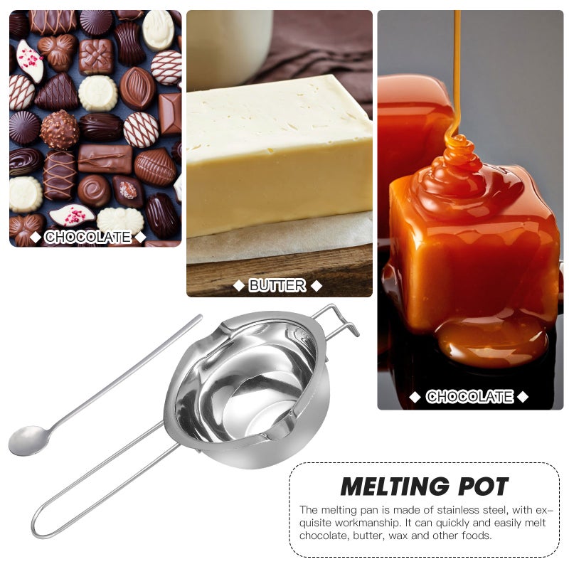 2 pcs Stainless Steel Melting Pot with Handle for Melting Chocolate Butter Candy - Image 4