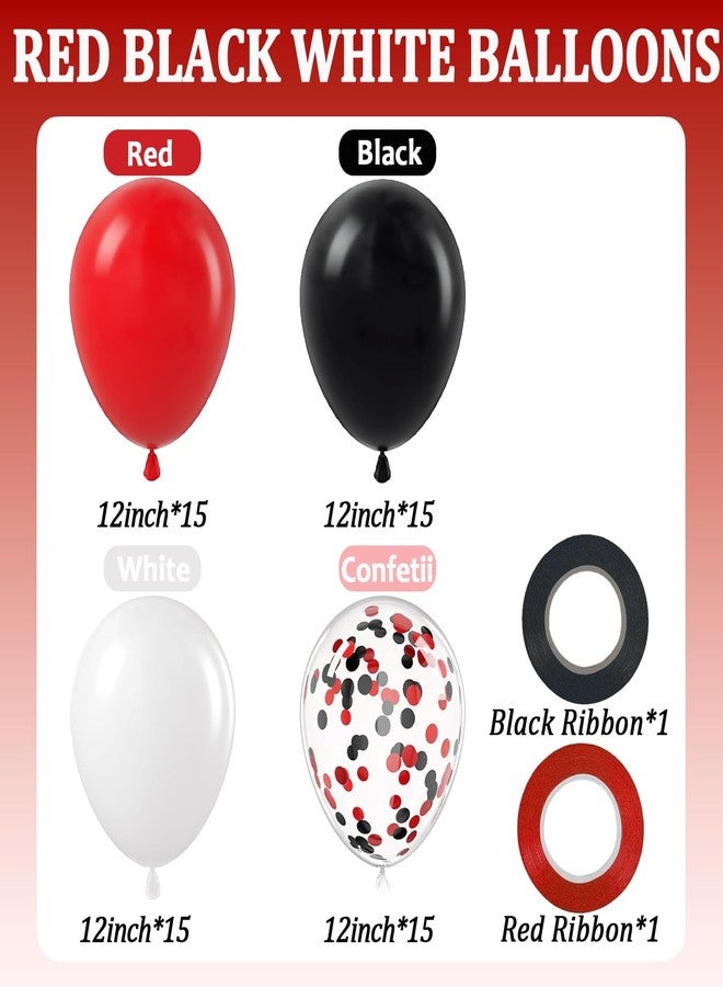 Taeku Black Red White Balloons, 60 Pack 12 Inch Latex Party Balloons with Confetti Balloon for Graduation, Birthday, New Year, Wedding, Halloween Party Decorations - Image 2