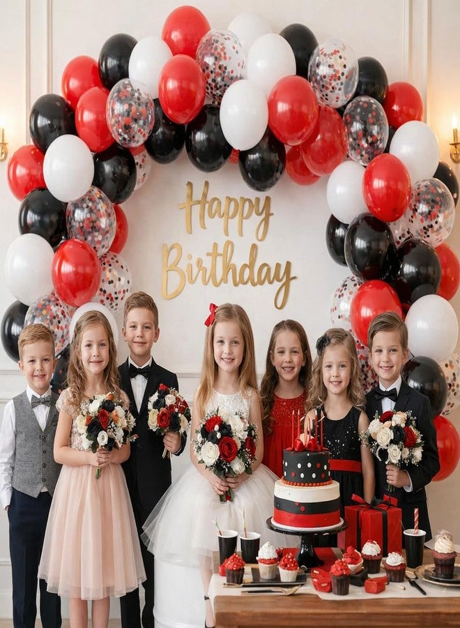 Taeku Black Red White Balloons, 60 Pack 12 Inch Latex Party Balloons with Confetti Balloon for Graduation, Birthday, New Year, Wedding, Halloween Party Decorations - Image 4