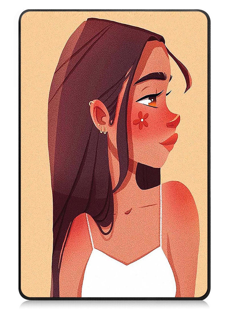 Theodor Protective Flip Case For Samsung Galaxy Tab S9 FE Plus With Trifold Stand Auto Wake Sleep Shockproof Cover Girl with Sophistication - Image 1