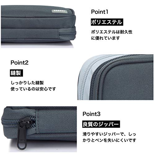 VASCHY Pencil Case, Medium Size Pen/Pencil Holder Pouch Bag with Double Zippers for Work School/Medical Gear Pouch Gray - Image 5