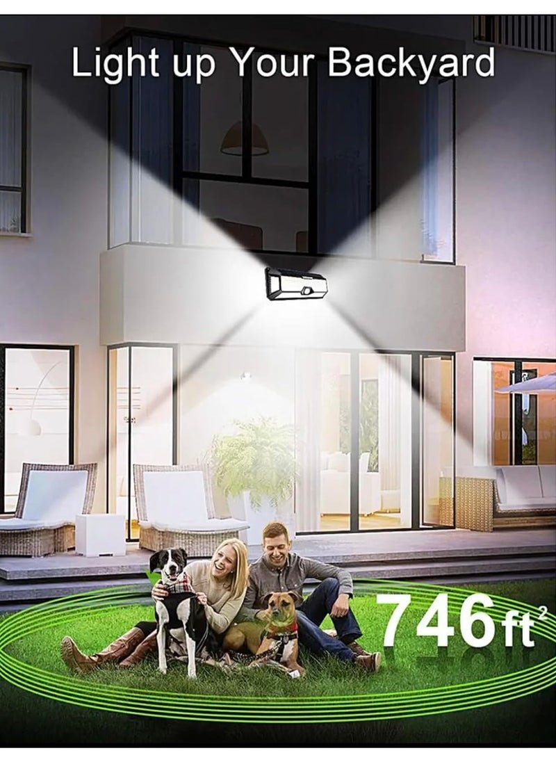 BLUE CORAL - مصابيح حائط خارجية تعمل بالطاقة الشمسية 196 LED مع مستشعر حركة IP65 مصابيح حائط مقاومة للماء للحديقة والتراس مع مستشعر حركة - Image 1