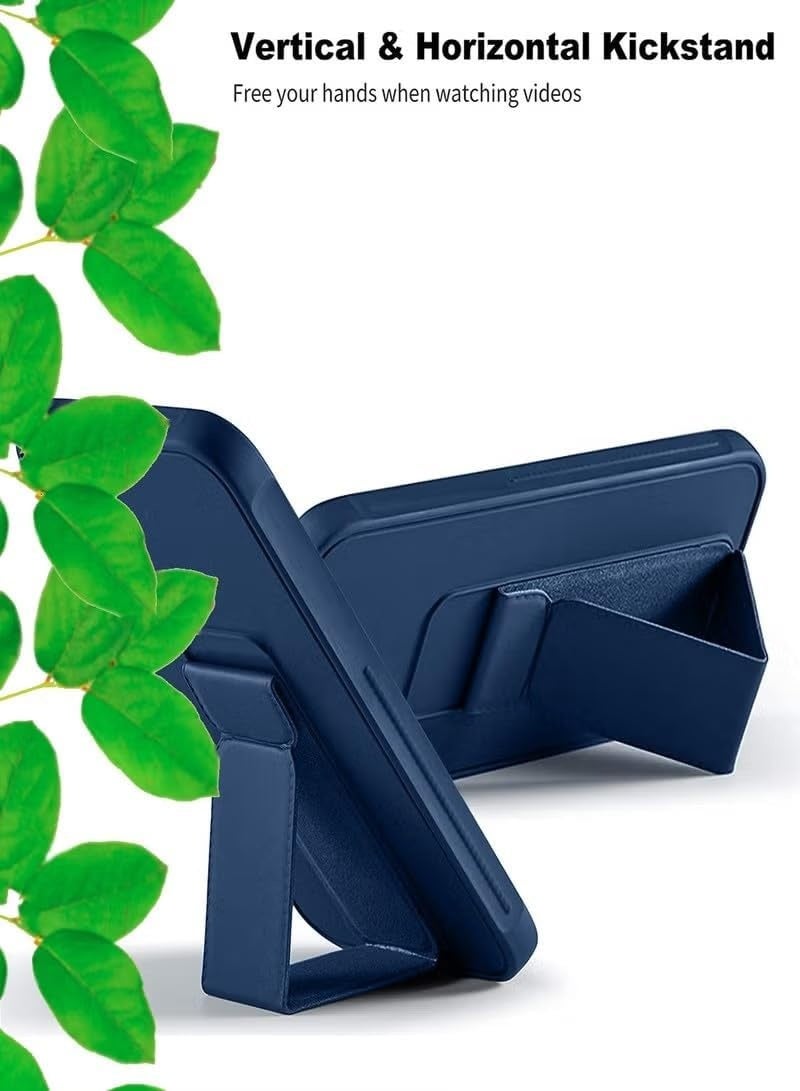 Muzz حافظة ظهر لهاتف Xiaomi Redmi Note 14 Pro مع حامل مغناطيسي للسيارة، غطاء سيليكون ناعم مع قاعدة أفقية ورأسية، حزام للمعصم، حماية كاملة، حافظة مضادة لبصمات الأصابع لهاتف Redmi Note 14 Pro (أزرق) - Image 2