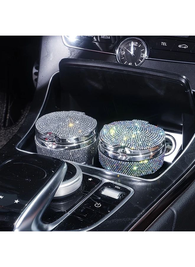 Pink Rhinestone Round Ashtray with Lid for Home Office and Car - Image 5