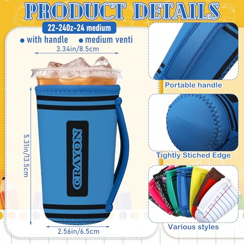 SiliFine 8 Pcs Teacher Graduation Gifts Reusable Iced Coffee Sleeves Bulk End of Year Teacher Gift Durable Drink Sleeve for Iced Hot Drinks Cold Beverage Cooler CompatiblePattern - Image 3