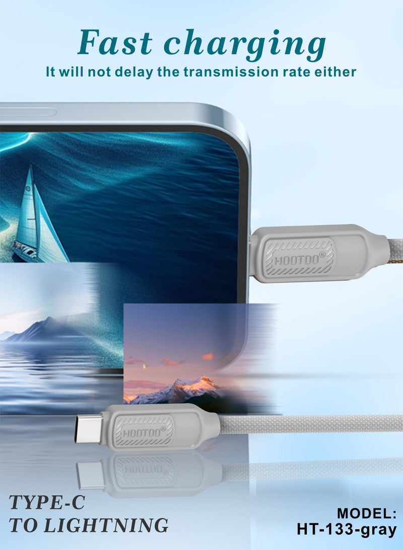 هوتو كيبل شاحن ونقل بيانات تايب سي الى تايب سي قماشي. سلك شاحن تايب سي بقوة 65 واط. سلك تايب سي قوي ضد القطع. سلك تايب سي طويل بطول 1 متر. شاحن ايفون، سامسونج، هواوي، شومي وغيره من الاجهزة. - Image 3