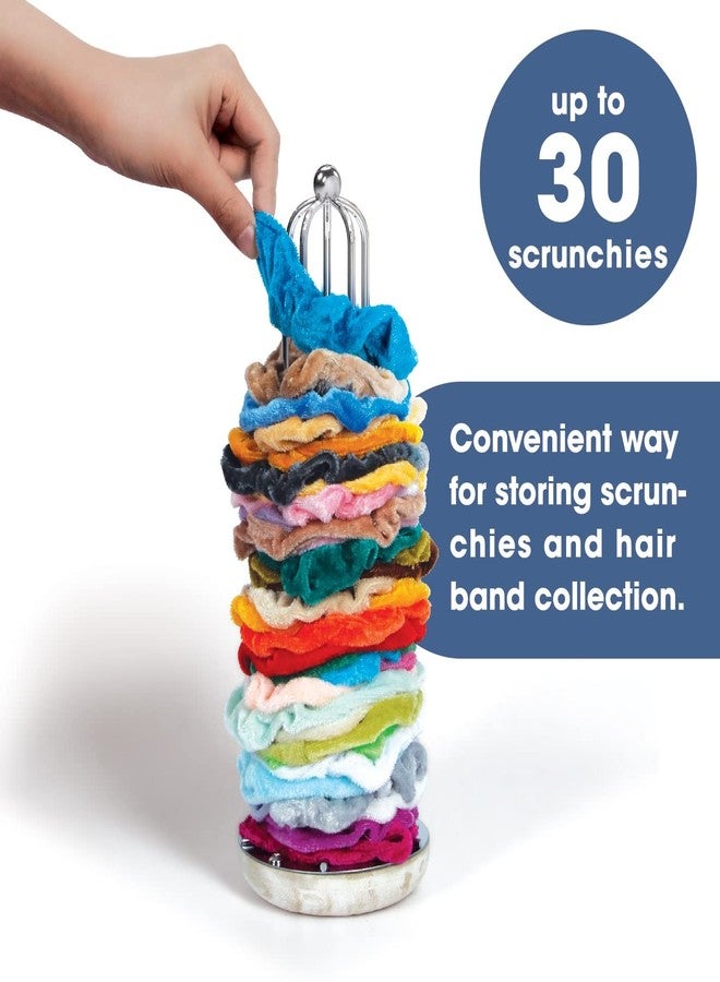 J JACKCUBE DESIGN Silver Metal Scrunchie Holder Stand, Hair Bands Scrunchies Display Organizer for Teen Girls Accessories, Hair Ties, Bracelet, Jewelry Storage Tower- MK726B (Silver) - Image 5