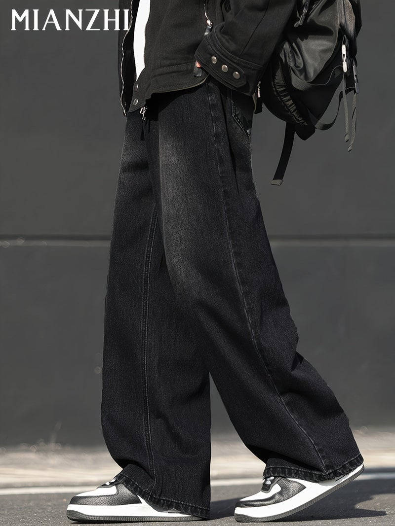 MIANZHI Four Seasons Men's Jeans, Summer Lightweight Fashion Brand Loose Straight-Leg Wide-Leg Long Pants, Outdoor Casual Versatile Floor-Length Men's Trousers, Gift - Image 5