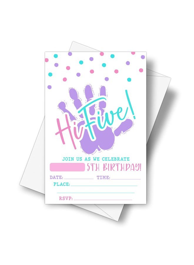 DETIHO 4" x 6" Hi Five Birthday Party Invitation Cards With Envelopes - Five Years Old Party - 5th Birthday Party Invitation - 20 Sets - E08 - Image 1