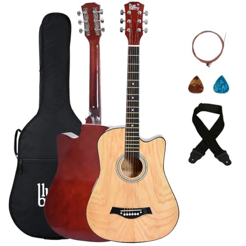 BLUEBERRY B-D38-ASHWOOD Trussrod Acoustic Guitar Kit, with Bag, Strap, One Pack Strings And Picks - 38 Inch (Ashwood) - Image 1