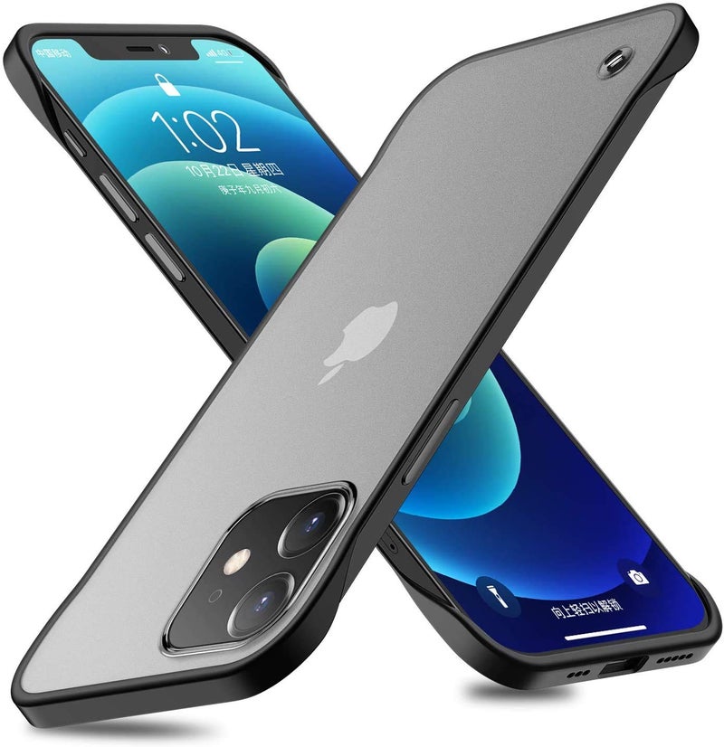 REALCASE iPhone 12 Mini Back Cover Case | Stylish Frameless Matte Hard Skin | Soft TPU Shock Proof Bumper Back Cover Case for iPhone 12 Mini (FR-Black) - Image 3