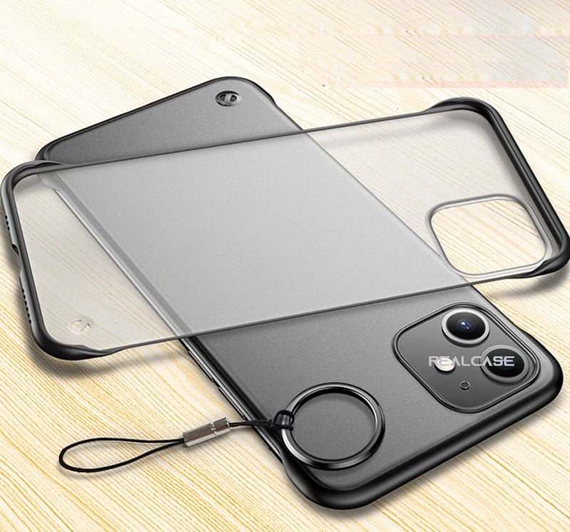 REALCASE iPhone 12 Mini Back Cover Case | Stylish Frameless Matte Hard Skin | Soft TPU Shock Proof Bumper Back Cover Case for iPhone 12 Mini (FR-Black) - Image 1