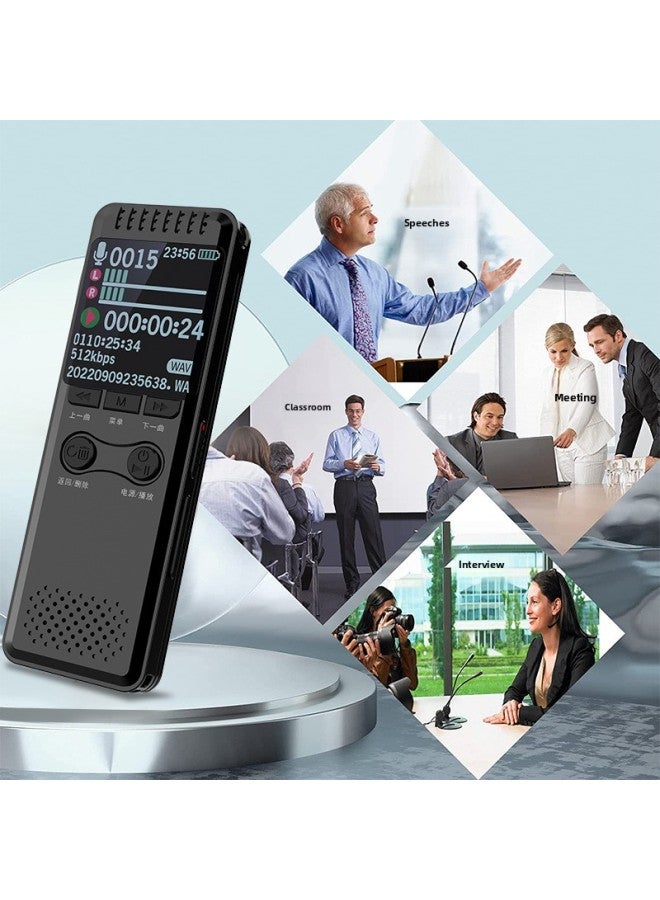 قلم تسجيل التجارة الإلكترونية 32 جيجا بايت 64 جيجا بايت عالي الدقة لتقليل الضوضاء قلم تسجيل ذكي متعدد اللغات شاشة كبيرة اللون: أسود - السعة: 64 جيجا بايت - Image 4