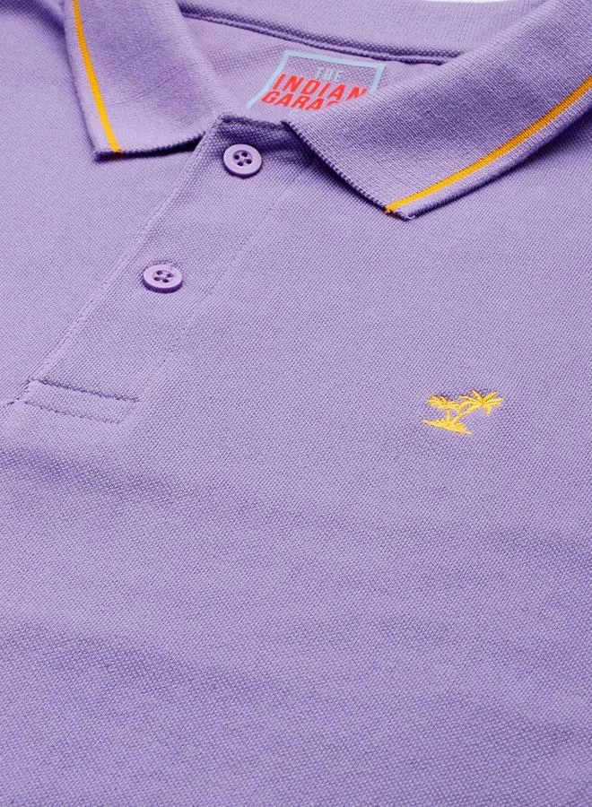 The Indian Garage Co Men Purple Regular Fit Short Sleeve Polo