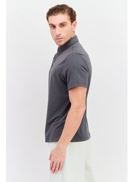 Van Heusen Men Regular Fit Plain Short Sleeves Polo Shirt, Grey  - Image 2