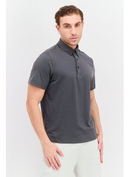 Van Heusen Men Regular Fit Plain Short Sleeves Polo Shirt, Grey  - Image 1