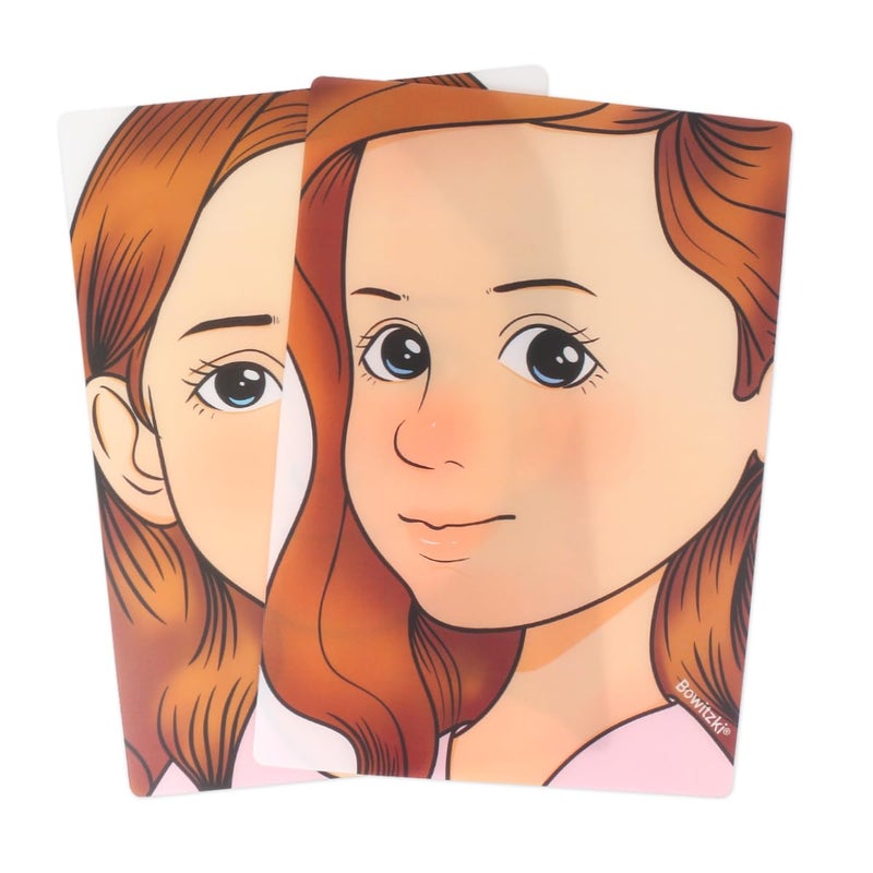 Bowitzki face painting practice board,2 pieces reusable colorful face paint practice board,painting makeup excersize template A4 size (Girl) - Image 5