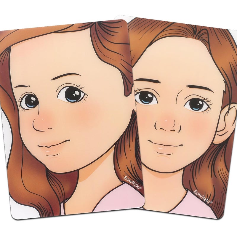 Bowitzki face painting practice board,2 pieces reusable colorful face paint practice board,painting makeup excersize template A4 size (Girl) - Image 1
