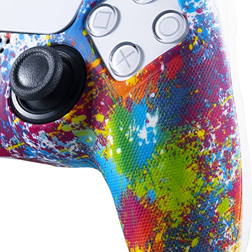 YoRHa Studded Printing Silicone Cover Skin Case for PS5 Controller x 1(Splashing Paint) with Pro Thumb Grips x 10 - Image 3