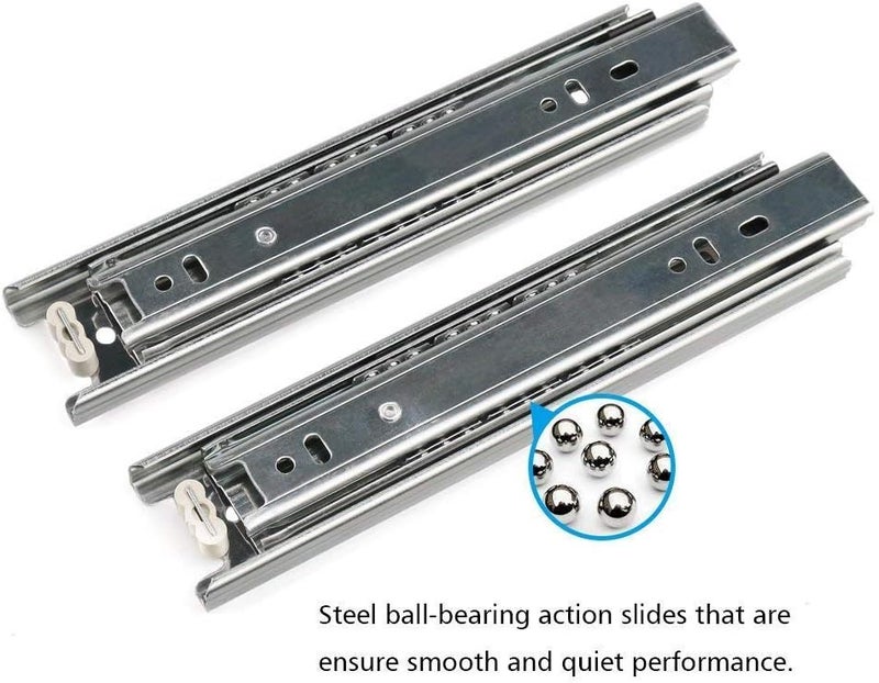 URBEST Drawer Slides, 10 Inch Full Extension 3 Section Ball Bearing Side Mounted Drawer Slider for Cabinet Kitchen (10-Inch) - Image 3