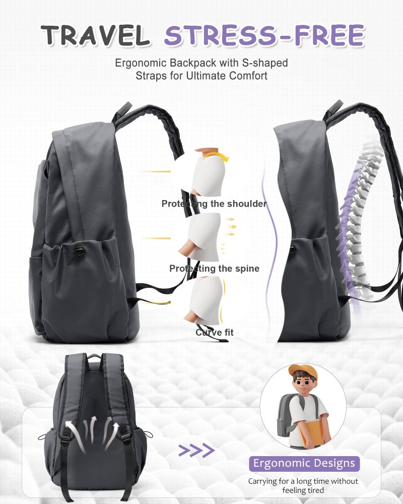SEAFEW School Backpack for Teens Middle High School Backpack Large Bookbag Gray Book Bag for Girls Boys Teenagers Mochila Escolar para Niños Adolescentes - Image 5