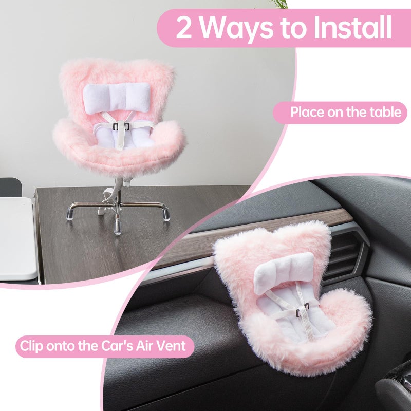 Ciunura Doll Car Seat Compatible with Bubudoll, Small Seat for 10-17cm Blind Box Toys, Including Air Vent Clip, Desktop Stand, Adjustable Safety Strap, Airflow-Friendly Design, Ideal Car Decor Gifts(Pink) - Image 3